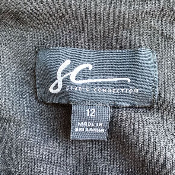 Connected Apparel Asymmetrical Neck Elbow Sleeve Dress Size 12 - Picture 11 of 12